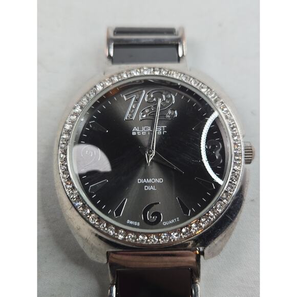 August Steiner Women\'s AS8066BK Swiss Quartz Diamond &Crystal Ceramic Watch $395 main image 6